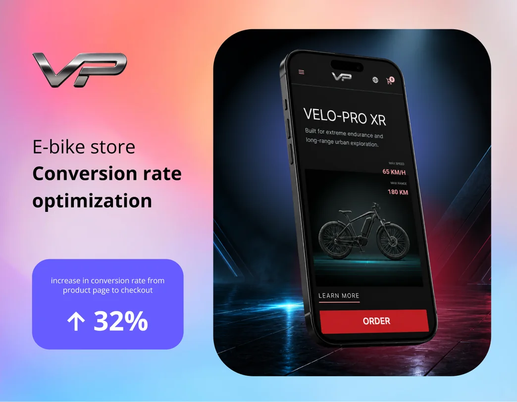 E-bike store CRO portfolio card